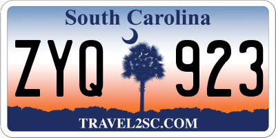 SC license plate ZYQ923