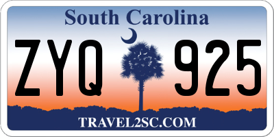 SC license plate ZYQ925