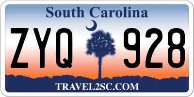 SC license plate ZYQ928