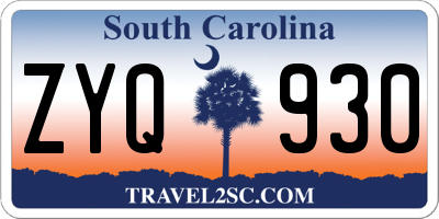 SC license plate ZYQ930