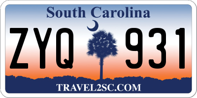 SC license plate ZYQ931