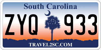 SC license plate ZYQ933