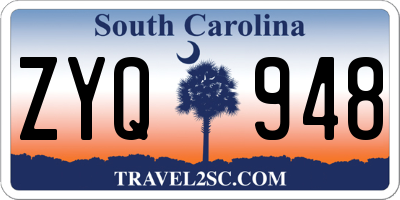 SC license plate ZYQ948