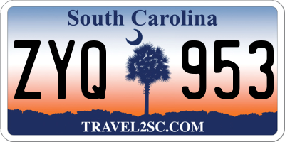 SC license plate ZYQ953