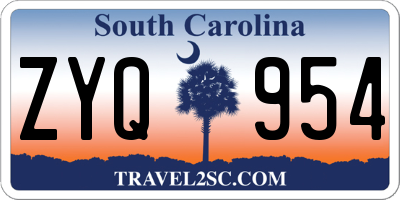 SC license plate ZYQ954
