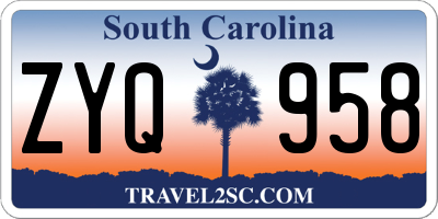 SC license plate ZYQ958