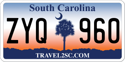 SC license plate ZYQ960