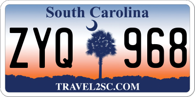 SC license plate ZYQ968