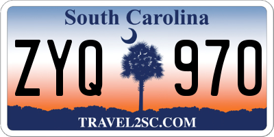 SC license plate ZYQ970