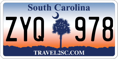 SC license plate ZYQ978