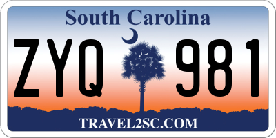 SC license plate ZYQ981