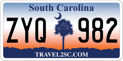 SC license plate ZYQ982