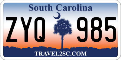 SC license plate ZYQ985