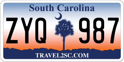 SC license plate ZYQ987