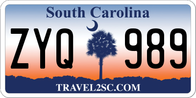 SC license plate ZYQ989