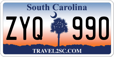 SC license plate ZYQ990