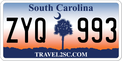 SC license plate ZYQ993