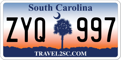 SC license plate ZYQ997