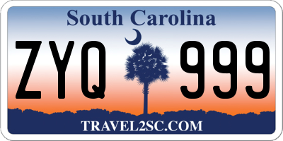 SC license plate ZYQ999