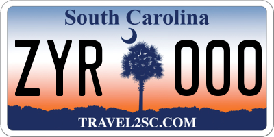 SC license plate ZYR000