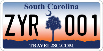 SC license plate ZYR001