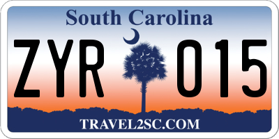 SC license plate ZYR015