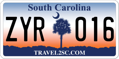 SC license plate ZYR016