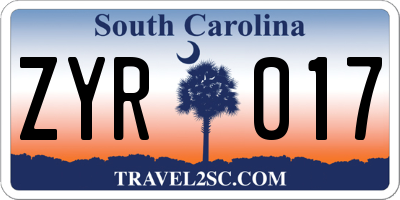 SC license plate ZYR017