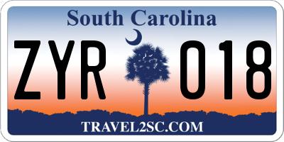 SC license plate ZYR018