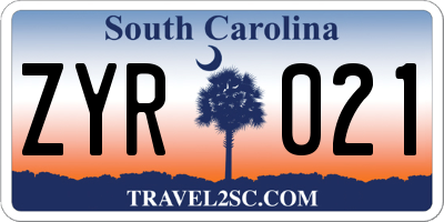 SC license plate ZYR021