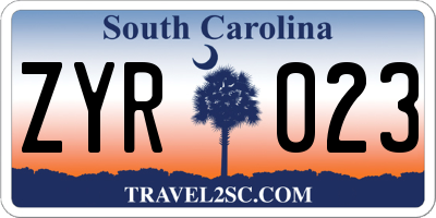 SC license plate ZYR023