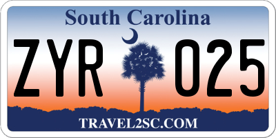 SC license plate ZYR025