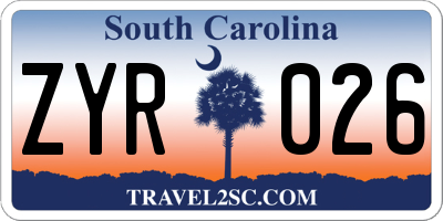 SC license plate ZYR026