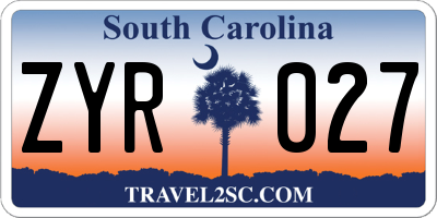 SC license plate ZYR027