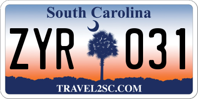 SC license plate ZYR031
