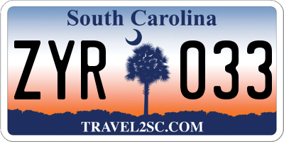 SC license plate ZYR033