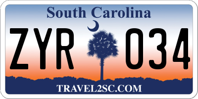 SC license plate ZYR034