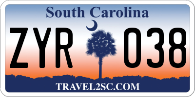 SC license plate ZYR038