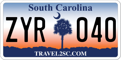 SC license plate ZYR040