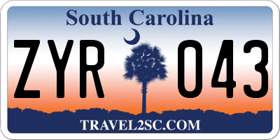 SC license plate ZYR043