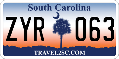 SC license plate ZYR063