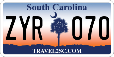 SC license plate ZYR070