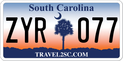 SC license plate ZYR077