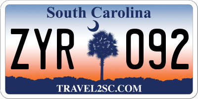 SC license plate ZYR092