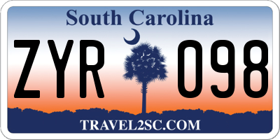 SC license plate ZYR098
