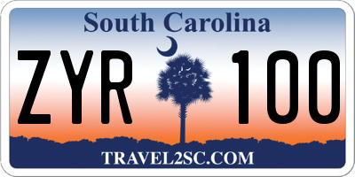 SC license plate ZYR100