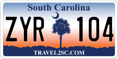 SC license plate ZYR104