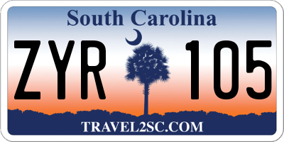 SC license plate ZYR105