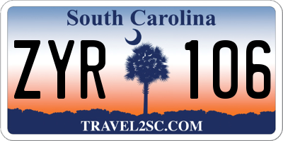 SC license plate ZYR106
