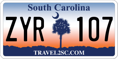 SC license plate ZYR107